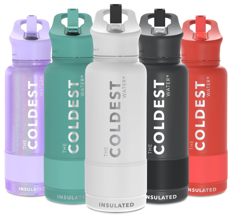 THE COLDEST WATER Coldest Insulated Water Bottle with Straw Lid - Stainless Steel Metal Insulated Bottle for Men & Women (Epic White, 32 oz) - Image 2